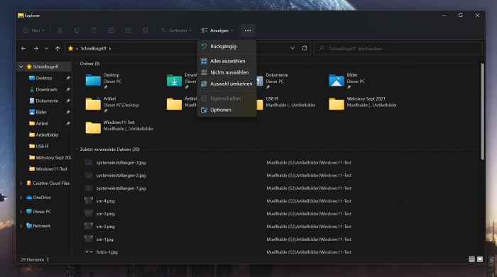 Der Windows Explorer sieht ebenfalls moderner aus. (Screenshot: Oliver Nickel/Golem.de)