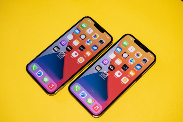 Vorne das iPhone 12 Pro Max, hinten das iPhone 13 Pro Max (Bild: Tobias Költzsch/Golem.de)