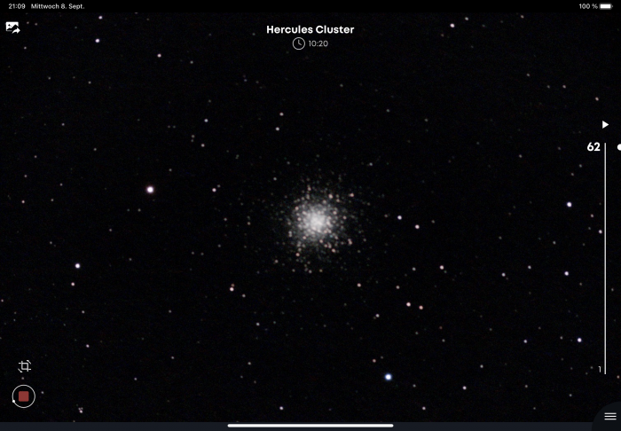 Aufnahme-Session: Herkules Cluster auf einem iPad (Stellina-App) (Bild: Mario Keller)