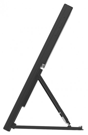 Über einen Klappständer kann der Monitor aufgestellt werden. (Bild: Nojima)