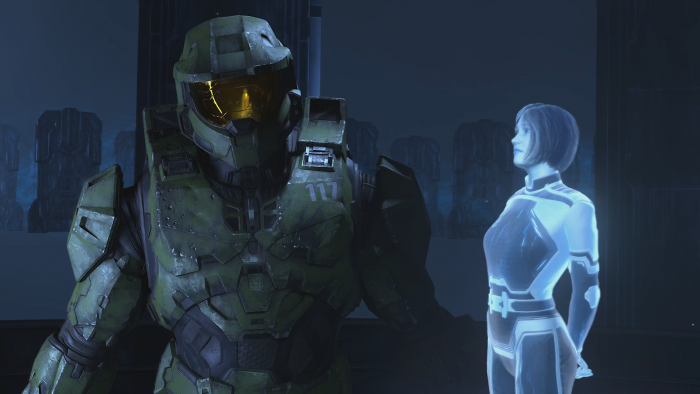 Master Chief und eine KI-Begleitung namens Waffe (Bild: Microsoft/Screenshot: Golem.de)