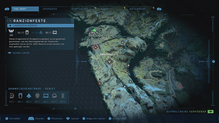 Die Übersichtskarte zeigt besetzte und befreite Außenposten. (Bild: Microsoft/Screenshot: Golem.de)