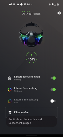 Razer-Zephyr-App (Screenshot: Oliver Nickel/Golem.de)