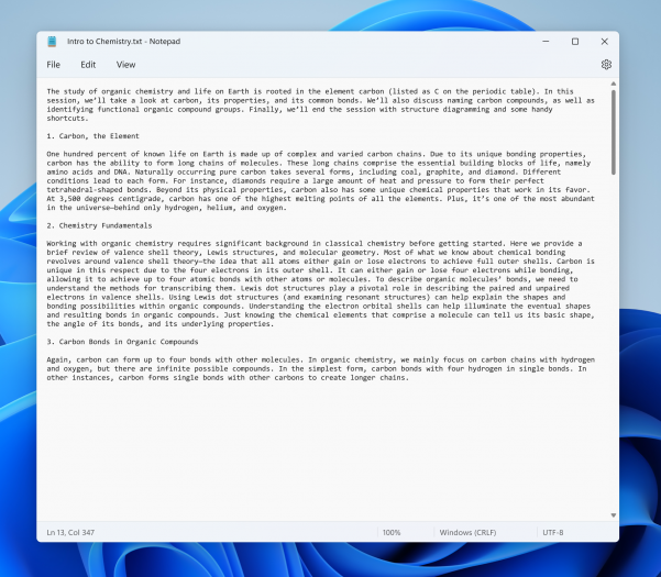 Neues Design von Notepad (Bild: Microsoft)