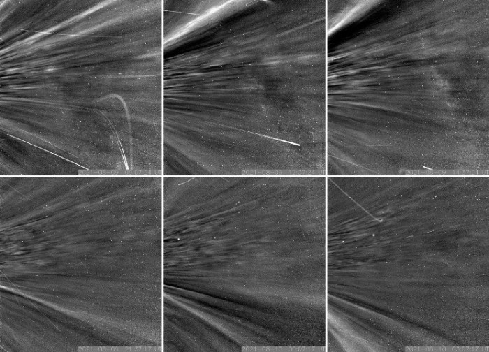 Die Bilder von heißem Plasma nahm die Parker Solar Probe in der Sonnenkorona auf. (Bild: Nasa/Johns Hopkins APL/Naval Research Laboratory)