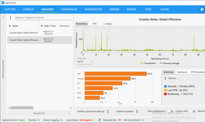Die Leistung in CS:GO (mittlere Details, 2x MSAA, FHD) ist in Ordnung. (Bild: Oliver Nickel/Golem.de)
