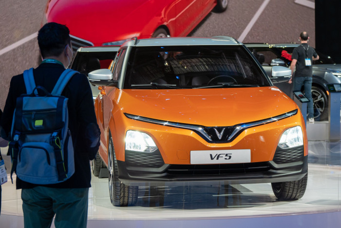 Der Kleinstwagen Vinfast VF 5 auf der CES 2022 (Bild: Martin Wolf/Golem.de)