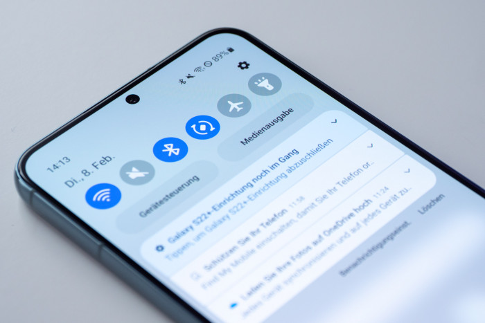 Die Frontkamera sitzt bei allen drei Galaxy-S22-Modellen in einem Loch im Display. (Bild: Martin Wolf/Golem.de)
