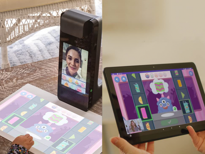 Auf dem Glow und einem Tablet spielen zwei Personen gemeinsam. (Bild: Amazon)