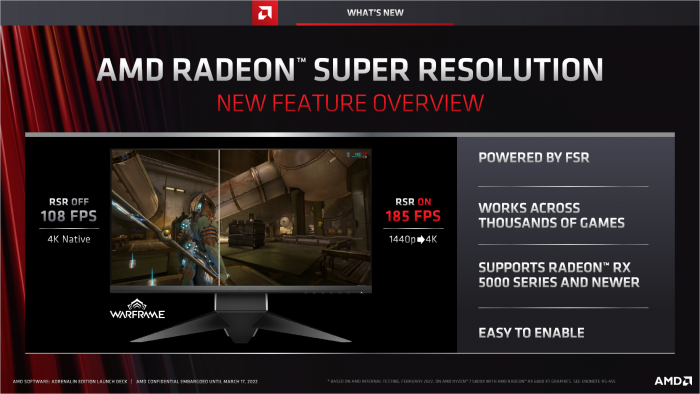 Radeon Super Resolution arbeitet wie FidelityFX Super Resolution 1.0. (Bild: AMD)