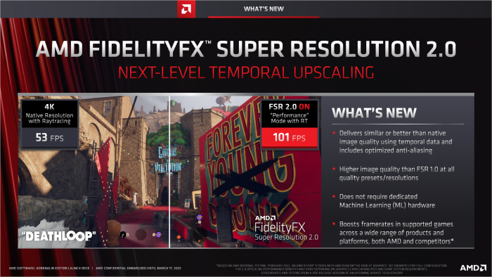 FidelityFX Super Resolution 2.0 nutzt einen temporalen Ansatz ... (Bild: AMD)