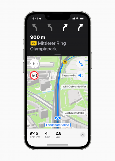 Spurassistent in Apple Karten (Bild: Apple)