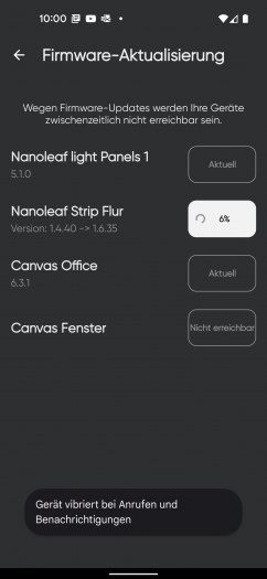 Firmwareaktualisierungen laufen per App. (Screenshot: Oliver Nickel/Golem.de)