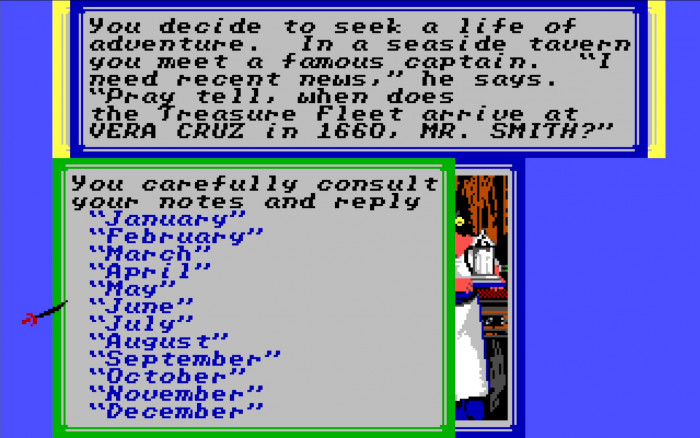 So sah ein Kopierschutz im Jahr 1987 aus: Man musste einfach nur in die Anleitung schauen und die richtigen Daten über das abgefragte Schiff sowie dessen Ankunftszeit herauslesen (PC-Version). (Bild: Microprose/Screenshot: Medienagentur Plassma)