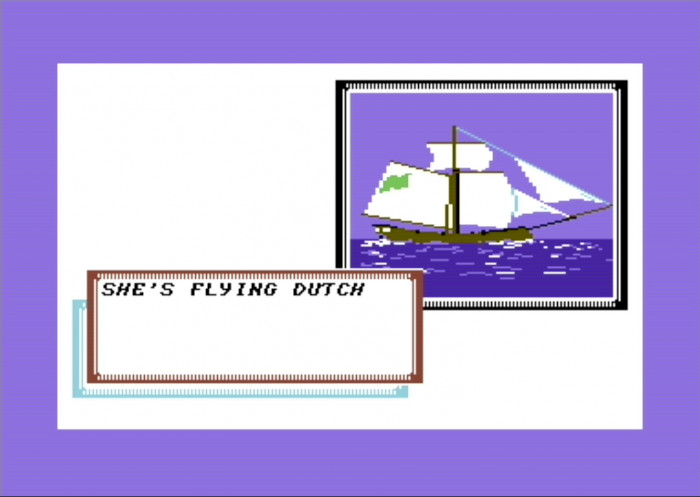 Fliegender Holländer voraus: Vor einer möglichen Konfrontation sollte man stets die Nation des zu beobachtenden Schiffs abklären (C64). (Bild: Microprose/Screenshot: Medienagentur Plassma)