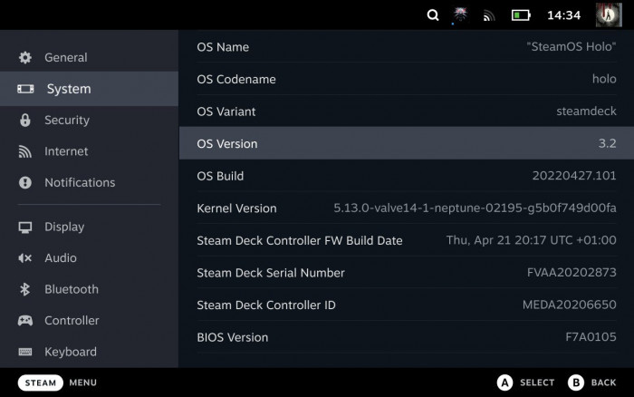 SteamOS 3.2 als Beta (Screenshot: Golem.de)