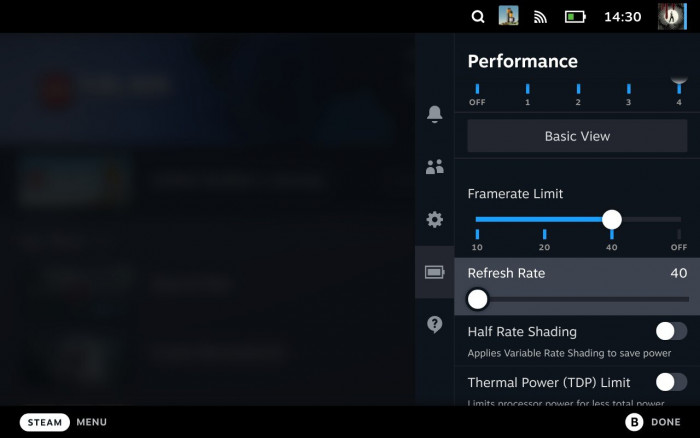 Die minimale Display-Refresh-Rate berträgt 40 Hz, ... (Screenshot: Golem.de)