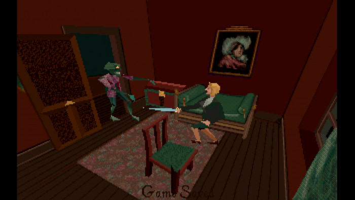 Bei diesem Gegner kommt man um eine direkte Konfrontation nicht herum. Gut, dass man immer wieder neue Schwerter oder Schusswaffen findet. (Bild: Infogrames / Screenshot: Medienagentur Plassma)