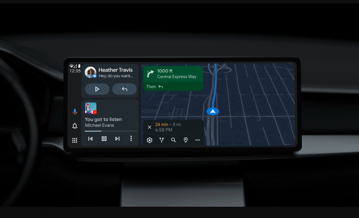 Die neue Oberfläche von Android Auto (Bild: Google)