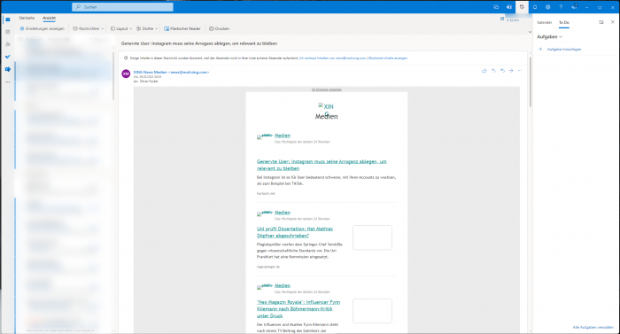 Der neue Outlook-Client ähnelt der Webversion. (Bild: Oliver Nickel/Golem.de)