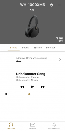 Sonys App für den WH-1000XM5 (Bild: Sony/Screenshot: Golem.de)