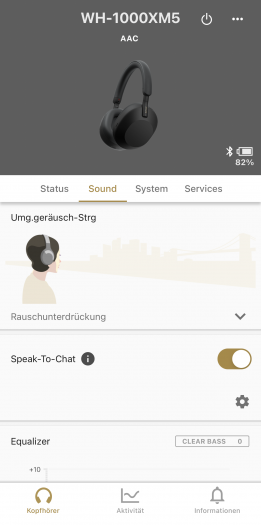 Sonys App für den WH-1000XM5 (Bild: Sony/Screenshot: Golem.de)