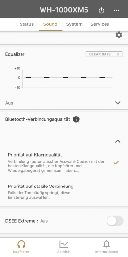 Sonys App für den WH-1000XM5 (Bild: Sony/Screenshot: Golem.de)