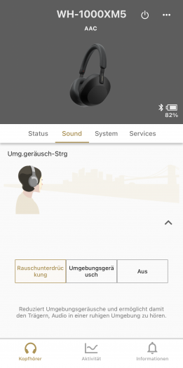 Sonys App für den WH-1000XM5 (Bild: Sony/Screenshot: Golem.de)