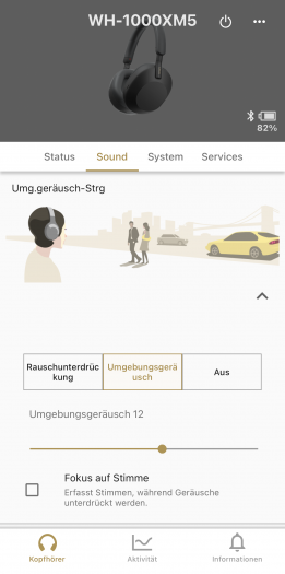 Sonys App für den WH-1000XM5 (Bild: Sony/Screenshot: Golem.de)