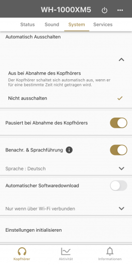 Sonys App für den WH-1000XM5 (Bild: Sony/Screenshot: Golem.de)