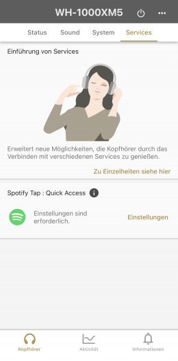 Sonys App für den WH-1000XM5 (Bild: Sony/Screenshot: Golem.de)