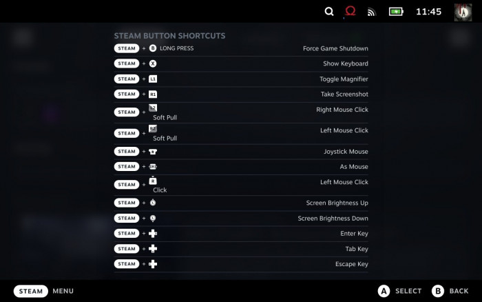 Ein langer Druck auf die Steam-Taste ruft die Shortcuts auf. (Bild: Golem.de)