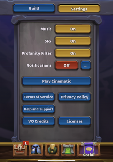 Das Optionsmenü in der iOS-Version. (Bild: Blizzard / Screenshot: Golem.de)