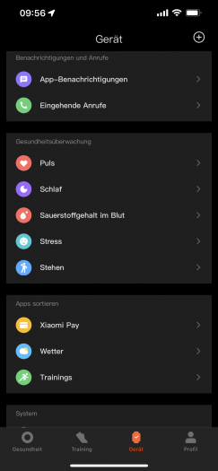 Im Hauptmenü der App können wir die Uhr konfigurieren. (Bild: Xiaomi/Screenshot: Golem.de)