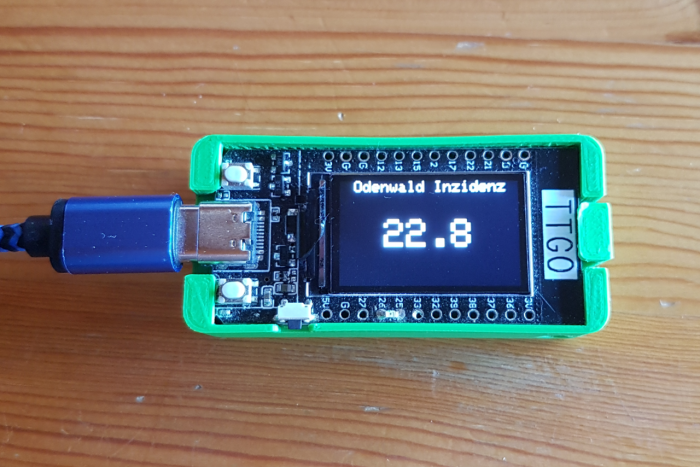Corona-Inzidenz-Anzeige auf dem ESP32 (Bild: Thomas Ell)