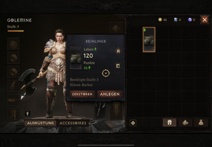 Bessere Ausrüstung wählen wir mit einem Touch aus. (Bild: Blizzard / Screenshot: Golem.de)