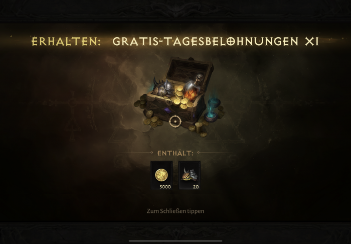 Anfangs gibt es immer wieder Geschenke. (Bild: Blizzard / Screenshot: Golem.de)