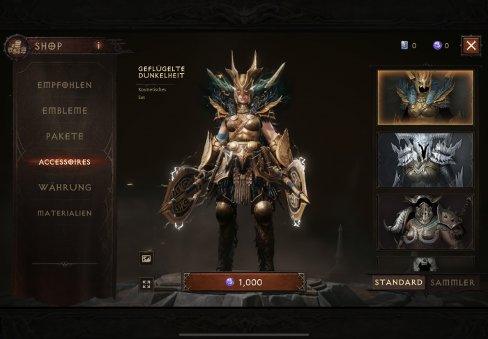 Wenn wir es richtig verstehen, gibt es diese schicke Rüstung nur gegen Geld. (Bild: Blizzard / Screenshot: Golem.de)