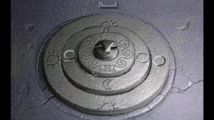 Diese Steinscheiben öffnen mehrere Türen, wobei man die korrekte Kombination aus dem Verlorenen Dialog von Plato erfährt. (Quelle: Lucasarts/Medienagentur Plassma)