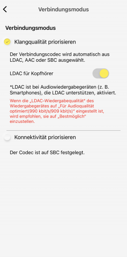 Technics-App für den EAH-A800 (Bild: Technics/Screenshot: Golem.de)