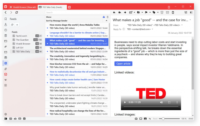 Feed-Reader in Vivaldi (Bild: Vivaldi)