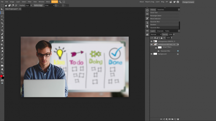 Bildbearbeitung funktioniert im Browser in Photopea. (Screenshot: Martin Wolf / Golem.de)