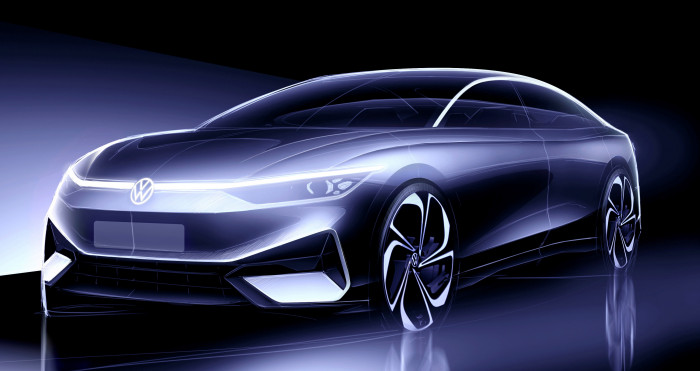 Der ID.Aero ist eine Deignstudie für die vollelektrische Limousine ID.7 von Volkswagen. (Grafik: Volkswagen)