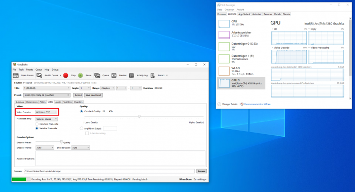 AV1-Encoding mit 4K30 (Bild: Golem.de)