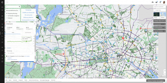 In Garmin Connect kann man besonders einfach (und gut) Strecken im Voraus planen. (Bild: Garmin/Screenshot: Golem.de)