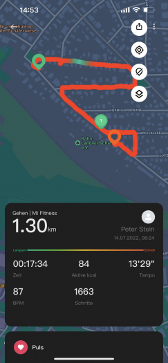 Mit gekoppeltem Smartphone erhalten wir Streckendaten. (Bild: Xiaomi/Screenshot: Golem.de)