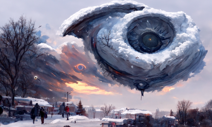 Prompt: Eine Winterlandschaft mit einem Auge am Himmel (Bild: Martin Wolf/Golem.de - Disco Diffusion 2022)