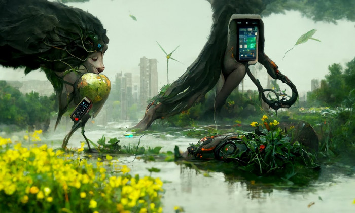 Prompt: Natur und Technologie (Bild: Martin Wolf/Golem.de - Disco Diffusion 2022)