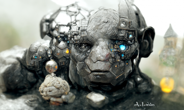 Prompt: Ein detaillierter Traum einer k&uuml;nstlichen Intelligenz von einem Golem (Bild: Martin Wolf/Golem.de - Disco Diffusion 2022)