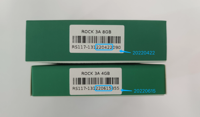 Das Produktionsdatum ist am Barcode ablesbar, hier zwei Schachteln aus dem betroffenen Zeitraum. (Bild: Radxa)